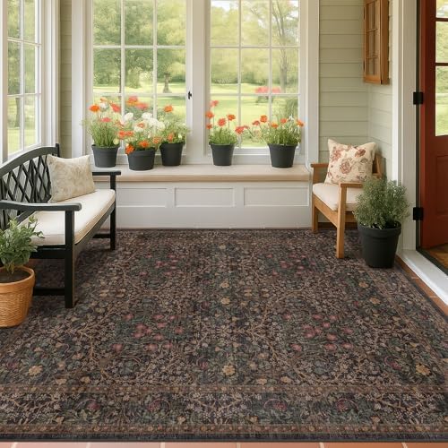 Dark Brown Washable 5x7 Area Rugs by HazoHaus