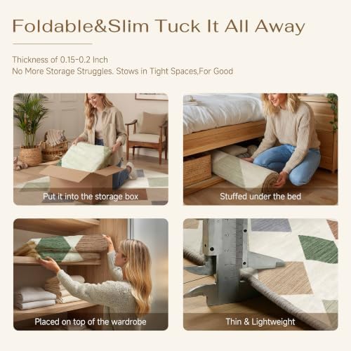 PureCozy 6x9 Washable Area Rug Living Room Large Non Slip Checkered Rugs - Image 6