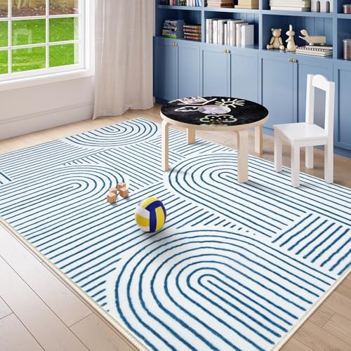 Lahome Abstract Blue 6x9 Area Rugs, Soft Washable Rugs - Image 5