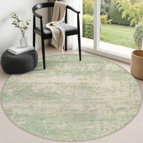 Round Area Rug Living Room: 5 ft Modern Washable Indoor Carpet by FXRHLP