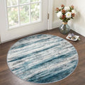 KOZYFLY Abstract Circle Rug 3Ft Washable Kitchen Round Rug Blue by KOZYFLY