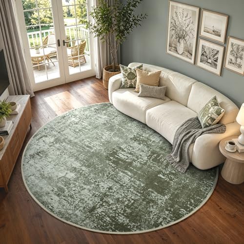 6ft Round Abstract Washable Area Rug by Cuzwlovita