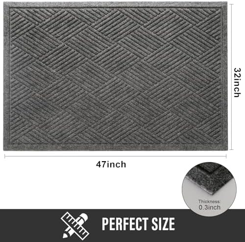 HIYARD Sturdy Front Door Mat, Absorbent Muddy Dirt Resist Welcome Door Mats - Image 2