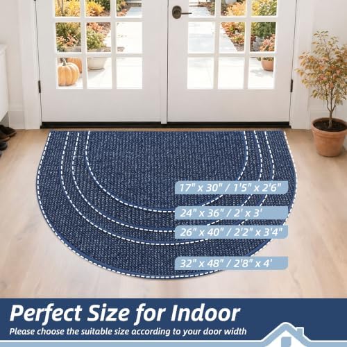 BEQHAUSE Dirt Trapper Door Mat 26" x 40" Half Circle Non Slip Rugs - Image 2