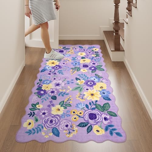 DUKINO 2x4 Rug for Entryway, Floral Washable Kitchen Rugs Non Slip - Image 5
