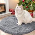 OLANLY Light Grey Round Rugs for Bedroom by OLANLY