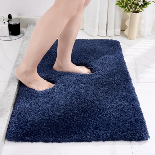 Disolla Navy Blue Bathroom Rugs 17x24, Non-Slip Plush Small Bath Mat by Disolla