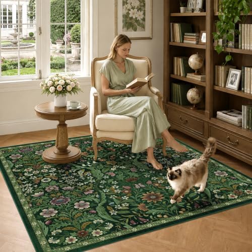 4x4 Square Rug Floral Washable Rugs - Image 3