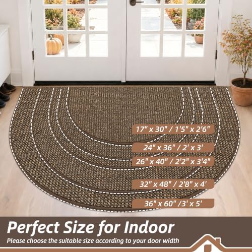 BEQHAUSE Dirt Trapper Door Mat 32" x 48" Half Circle Non Slip Rugs - Image 2