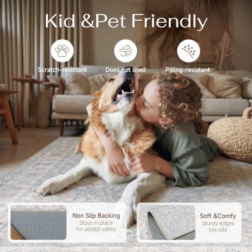 PureCozy Blue 2x8 Washable Runner Rug - Image 3