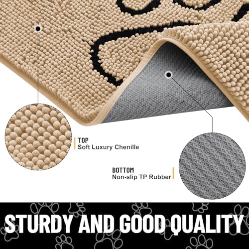 Smiry Dog Door Mat for Muddy Paws, Absorbent Non Slip Dirt Trapper - Image 4