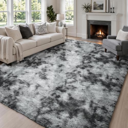 Ophanie Tie-Dyed Grey Area Rugs 8x10 - Image 3