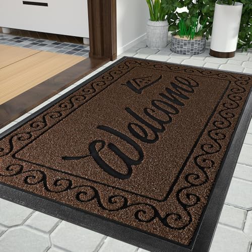 Yimobra Welcome Mat Outdoor Indoor, Waterproof Heavy Duty Front Door Mat by Yimobra