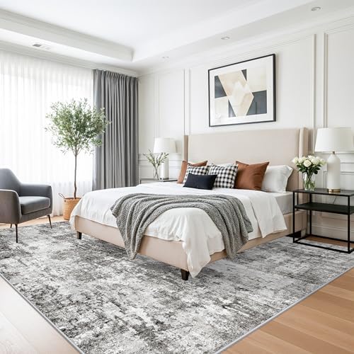 10x10 ft Square Living Room Rug – Washable Modern Abstract Area Rug - Image 2