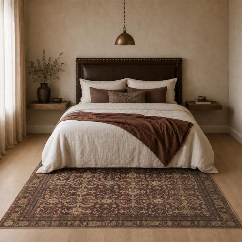Rugxara Red Area Rugs 5x7 Washable Oriental Rug - Image 3