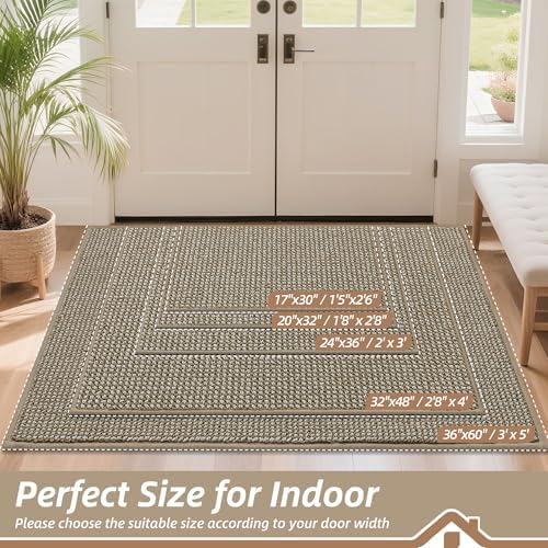 BEQHAUSE Dirt Trapper Door Mat 32" x 48", Non-Slip Washable, Light Beige - Image 2