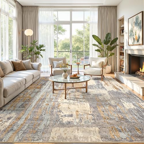 Toneed Washable 8x10 Camel Area Rug - Image 4