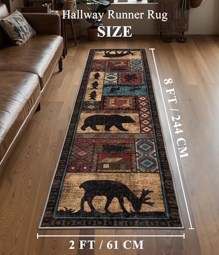 YIHOUSE Washable Rustic Cabin Runner Rug 2x8 Hallway - Image 2