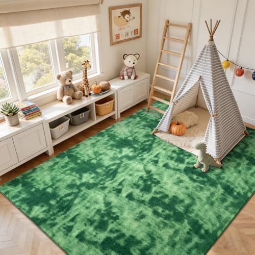 4x6 Tie-dye Green Area Rug Non-Slip Washable Soft - Image 5