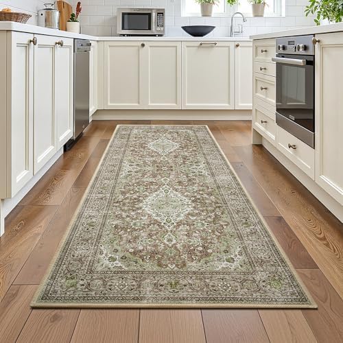 Green Washable Vintage Runner Rug, 2x6 Boho Bedroom Area Rugs, Soft Non Slip by VisittheFlagover