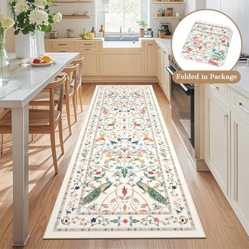 nesrt Jungle Hallway Runner Rug 2x6Ft Non Slip, Botanical Washable Soft Boho - Image 2