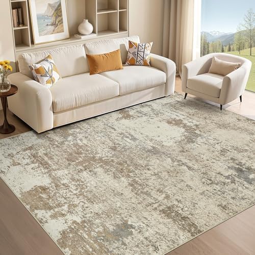 Area Rug Living Room-5X7 Abstract Washable Rug Khaki by MICGEEK