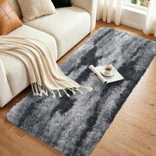 Noahas 2x6 Grey Fluffy Soft Runner Rug Non-Slip - Image 3