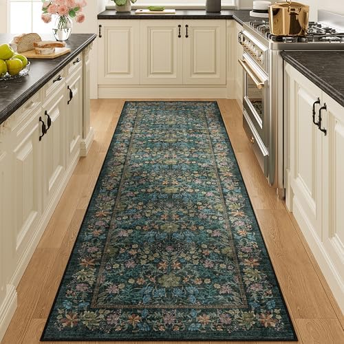 DUKINO 2x6 Runner Rug, Washable Vintage Floral Kitchen Rug - Image 3