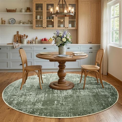 6ft Round Abstract Washable Area Rug - Image 4
