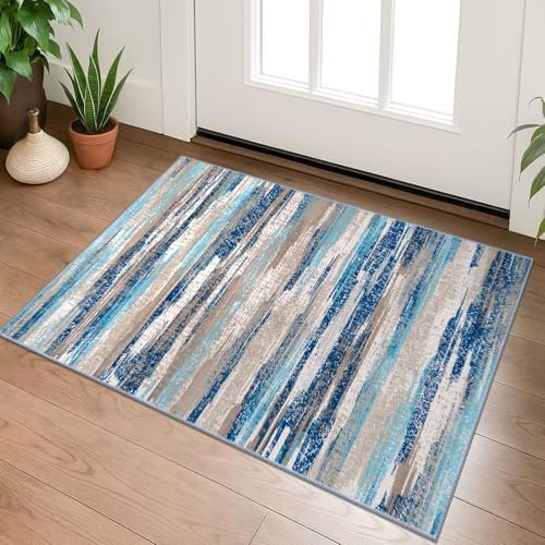 Lansny Abstract 2x3 Area Rug Small Washable Entryway Rug Non Slip Door Mat by lansny