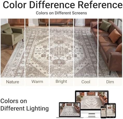 befbee 2x8 Runner Rug for Hallway Washable Non Slip Kitchen Rug Brown - Image 6