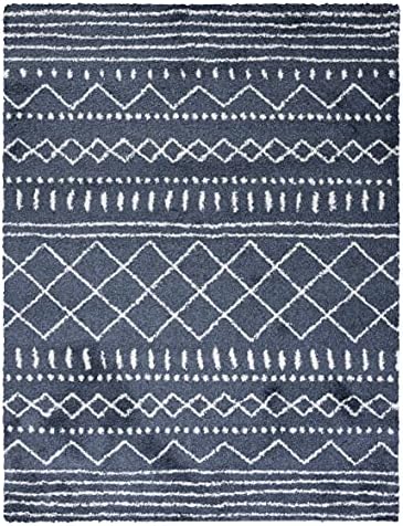 SAFAVIEH Arizona Shag Rug 9'x12', Soft Plush Slate Blue & Ivory ASG741L - Image 3