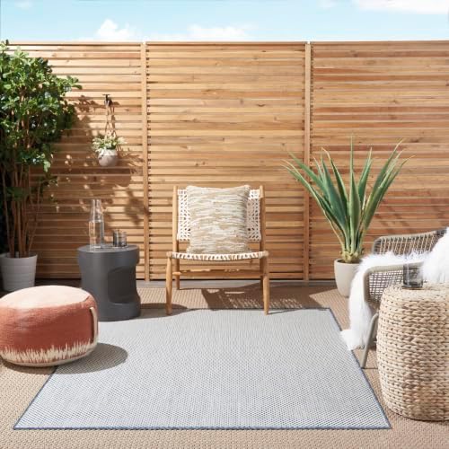 Nourison Home Courtyard Ivory Blue 5' x 7' Area Rug - Image 3