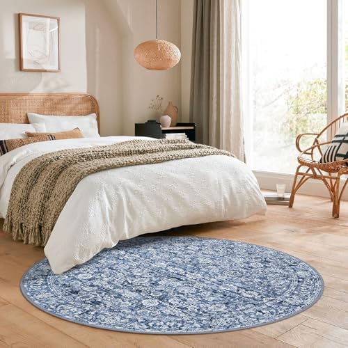 SIILOOM Washable 6ft Circle Round Rug, 6x6 Non-Slip Soft Circular Area Rugs - Image 3