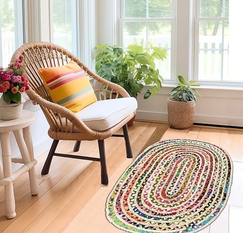 COTTON CRAFT Jute Chindi Braid Rag Rug - Image 2
