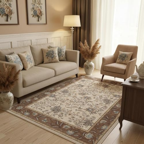 GarveeHome 5x7 Area Rug Brown Washable Rugs by GarveeHome