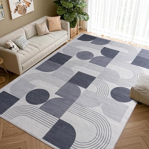Soft Modern Geometric Abstract Machine Washable Large 9x12 Area Rug - Image 6
