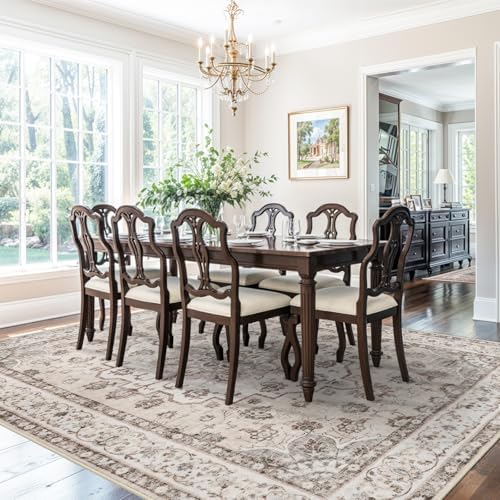 Washable 9x12 Large Area Rug: Non-Slip Stain Resistant Living Room Rugs Vintage - Image 4