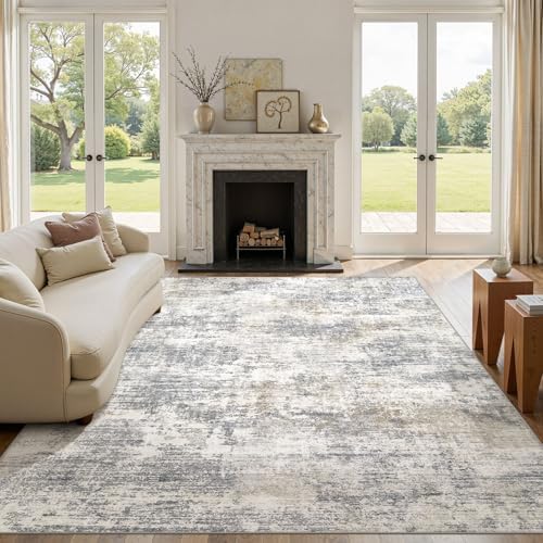 10x13 Area Rugs for Living Room Washable Soft Rug Grey White Brown - Image 5