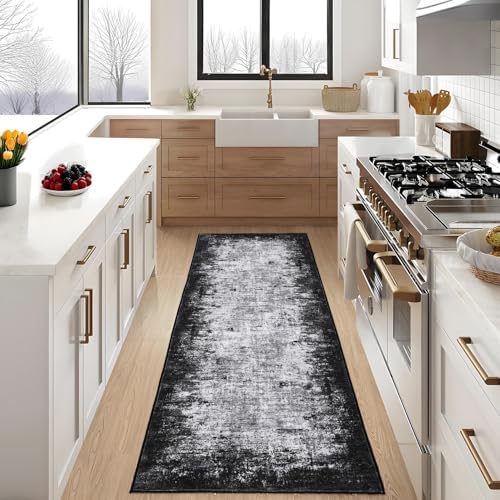 GarveeHome Machine Washable Runner Abstract Hallway Rugs 2x6 Grey - Image 2