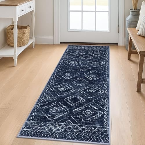 KILOCOCO Washable Runner Rug 2x5 ft Non Slip Hallway Runners, Dark Blue by Kilococo