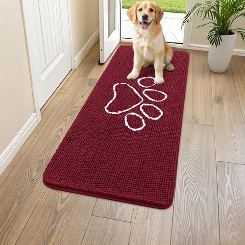 Smiry Dog Door Mat for Muddy Paws, Absorbent Non Slip Dirt Trapper by Smiry
