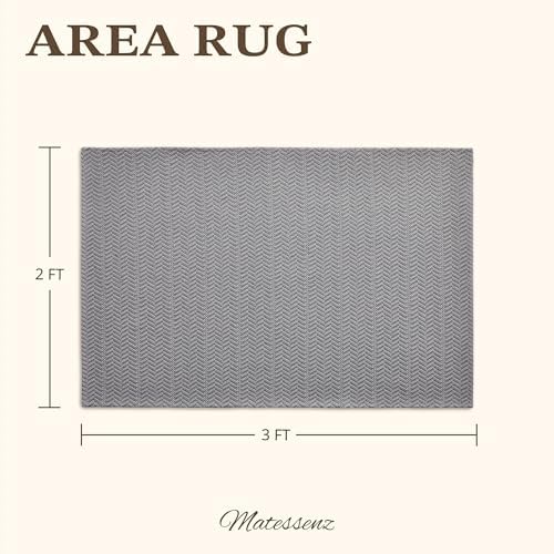 MatEssenz 3x5 ft Faux Linen Area Rug, Washable Woven Textured Carpet - Image 2