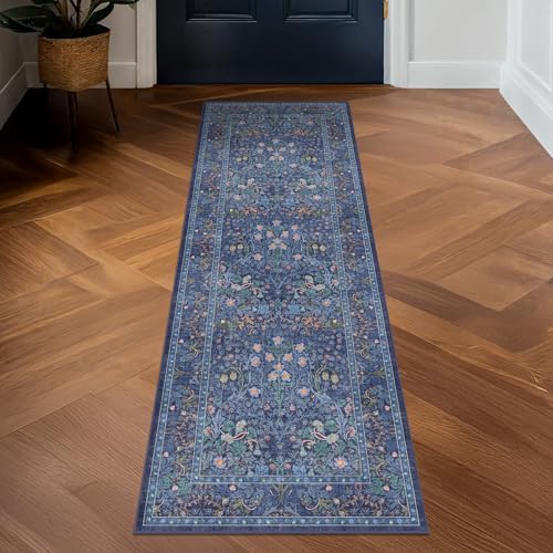 Non Slip Dark Blue 2x5 Runner Rug - Image 6