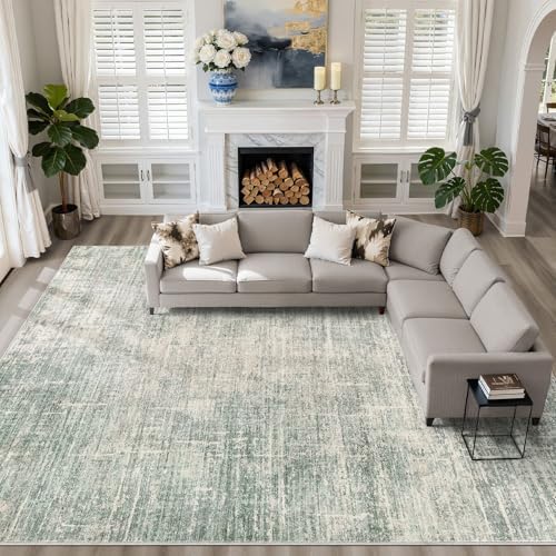 LOONGRUG 10x14 Area Rugs Washable Neutral Modern Living Room Rug Sage Green by LOONGRUG