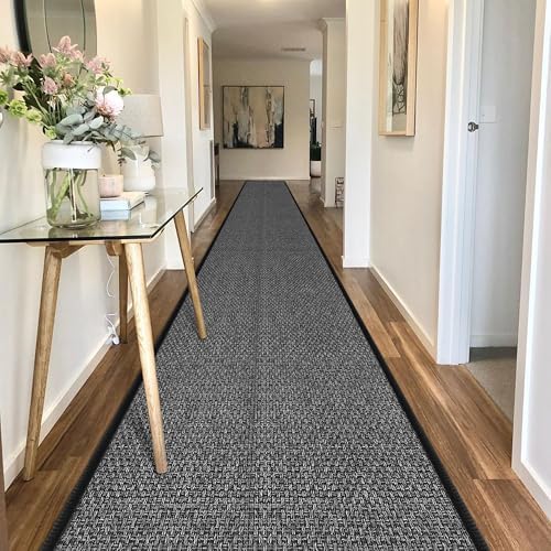 20 ft Jute Hallway Rug Runner Non Slip Washable, Rubber Backed Extra Kitchen by GOYLSER