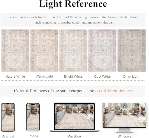 2.6x8 Neutral Beige Runner Rug Washable Runner Rugs - Image 4