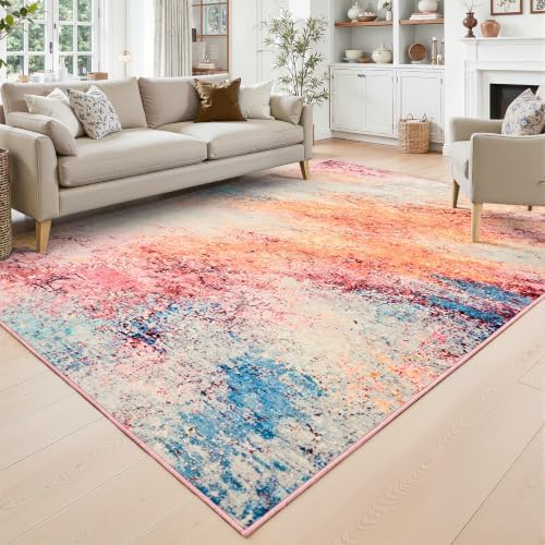 Toneed Washable 5x7 Galaxy Pink Area Rug by Toneed