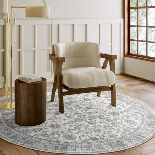 Machine Washable Rugs for Living Room: 4x4 Area Rugs for Bedroom by NoiFamo