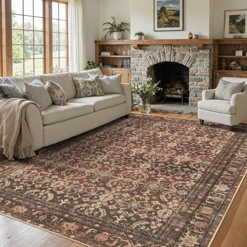 Rugxara Red Area Rugs 5x7 Washable Oriental Rug - Image 5